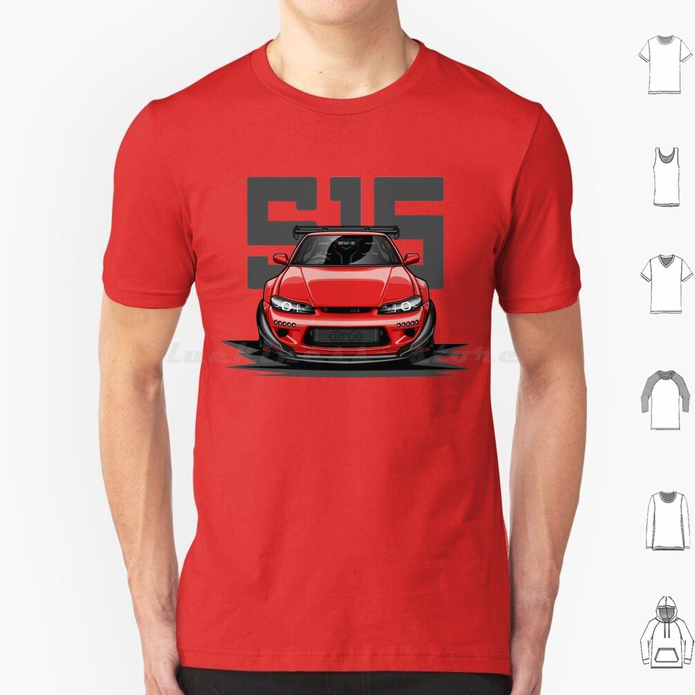 Silvia S15 Front  Candy Red  T Shirt 6xl Cotton Cool Tee Car Automotive Racing Vehicle Race Cool Sports Supercar Fitment Man