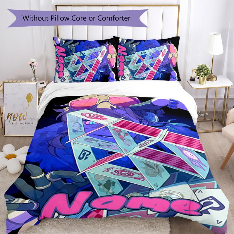 3pcs Custom Name Anime Honkai Star Rail Aventurine Bedding Set Duvet Cover Closure Includes 1 Duvet Cover & 2 Pillowcases for All Seasons Bedroom Deco