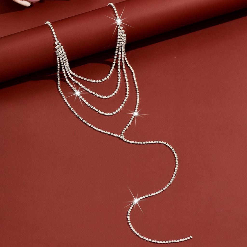 Eco-friendly Multi-layer Stackable Y-shaped Clavicle Chain Tassel Necklace - Versatile Trendy Accessory for Banquets