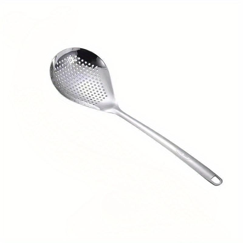 1pc Heavy Duty Stainless Steel Colander and Skimmer Spoon Set - Perfect for Straining and Scooping Food in The Kitchen