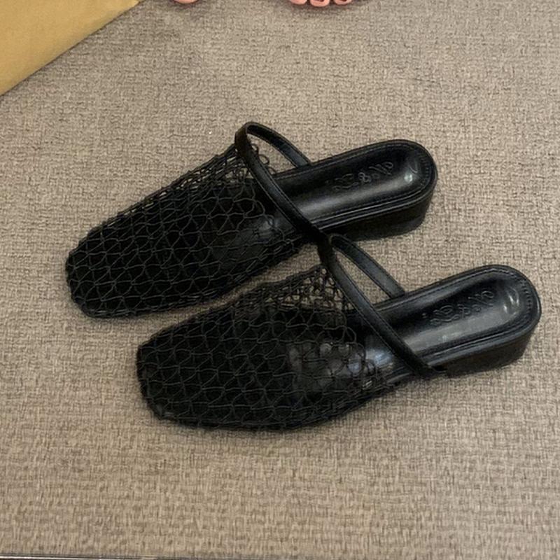 Mesh Women's Slippers Flats Designer Mules Shoes Dress Woman Sandals Summer 2025 New Slides Slingback Sandalias De Mujer