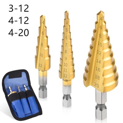 3 Adet Setleri Hss Düz Oluk Adım Matkap Ucu Titanyum Kaplamalı Ahşap Metal Delik Kesici Sondaj