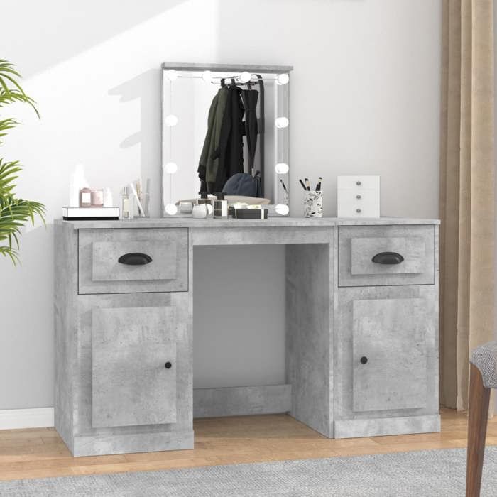 VidaXL Coiffeuse avec LED, Table Cosmétique avec Miroir et Tiroir, Bureau de Maquillage Chambre à Coucher, Moderne, Moderne, 3185347