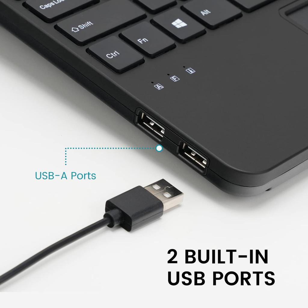Perixx Keyboard with Touchpad Wired Mini USB Pantograph Key Equipped with 2 USB Hubs US Layout PERIBOARD-525US 28.4x18.2x2.8cm