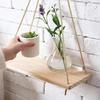 1 szt. Drewniana huśtawka wisząca lina konopna półka ścienna montowana pływająca dom salon roślina doniczka taca do przechowywania dekoracja ogrodu