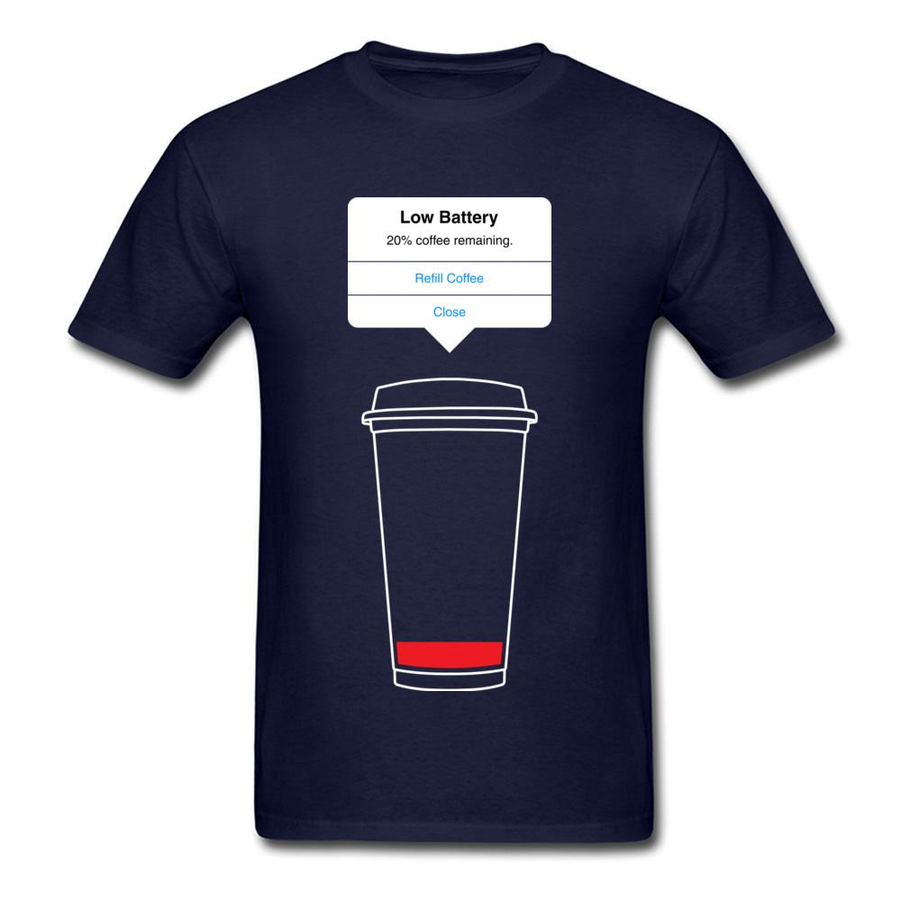 

Low Battery Coffee Tshirt Men T Shirt Funny Tshirts Cotton Clothes Father Day Crewneck Faddish Hip Hop Tops Tees Black 4XL