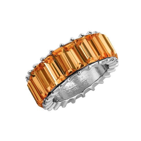 

Женское кольцо с блестящими стразами, цветное гальваническое кольцо на палец, ювелирные изделия, подарки US 7 жёлтый