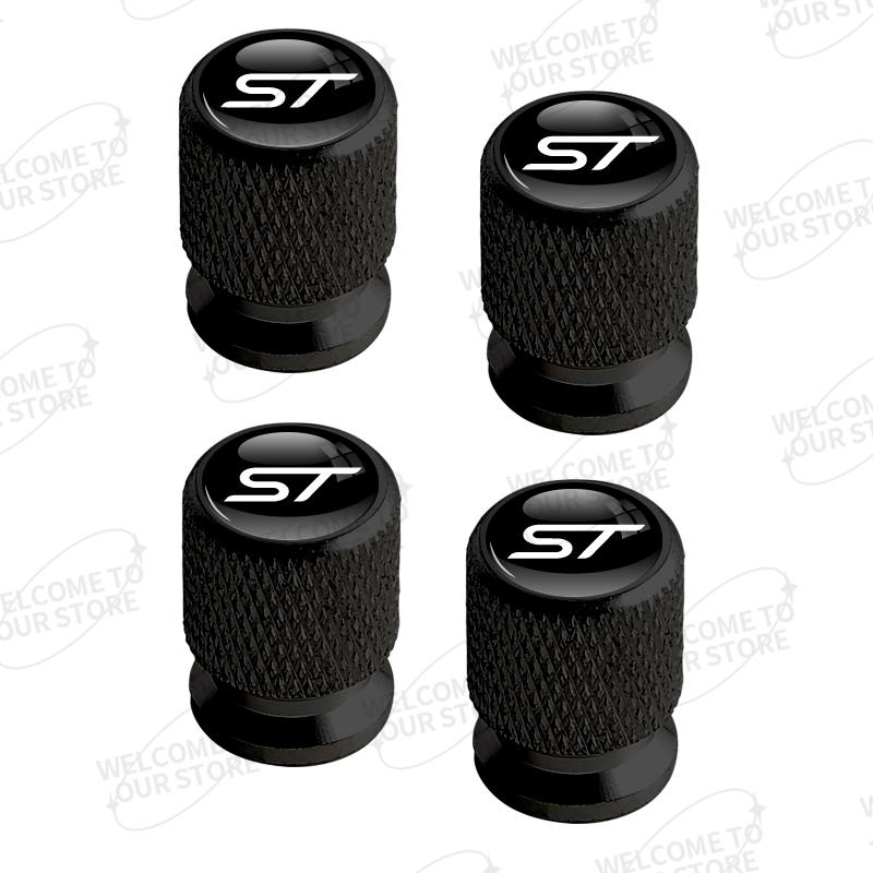 Aluminum For ST Logo Ford Focus Fiesta Mondeo Ecosport Puma Bronco C-MAX Hybrid 4pcs Car Decor Wheel Tire Valve Caps Stem Cover