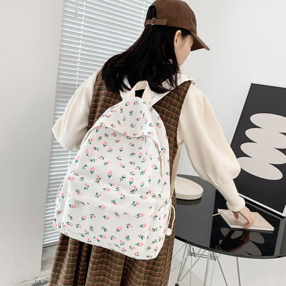 Nylon Students Backpack Fashion Shoulder Bag High Quality Floral School Bag  Girls
