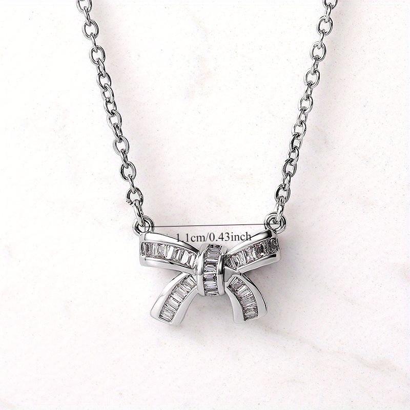 1Pc Fashionable, Inlaid with Synthetic Zircon, Bow Necklace, Fashionable and Versatile