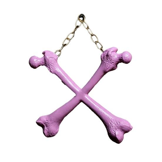 Bone Pendant Fine Carved Crossover Bones Gothic Style Wall Hanging Ornament Dark Gothic Home розовый