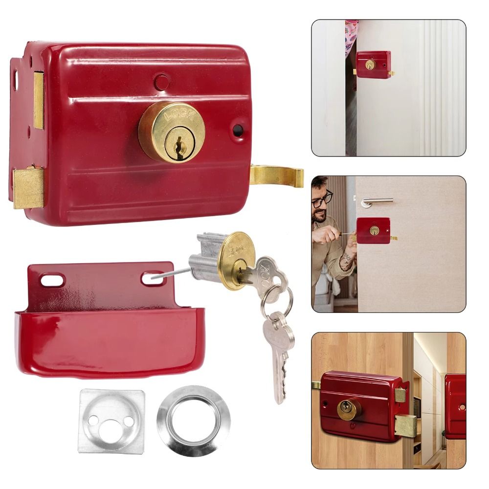 Iron Heavy Duty Lock Key Included Insurance Lock Universal Anti-theft Door Lock  Furniture Hardware