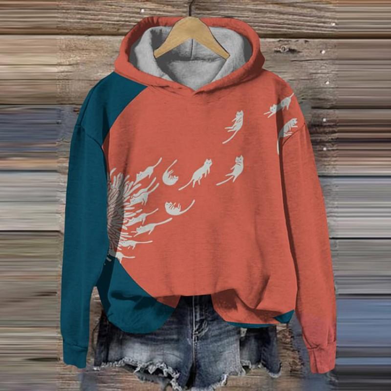 Womens Oversized Hooded Sweatshirt With 3D Digital Print Streetwear Long Sleeve Top Fall Winter