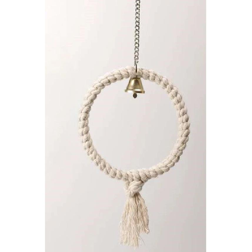 Parrot Cage Swing Toy Pet Bird Chewing Toy Cotton Thread Hanging Ring for Bird Boredom Breaker Cage Hanging Toy Bird Accessories S  13.5CM
