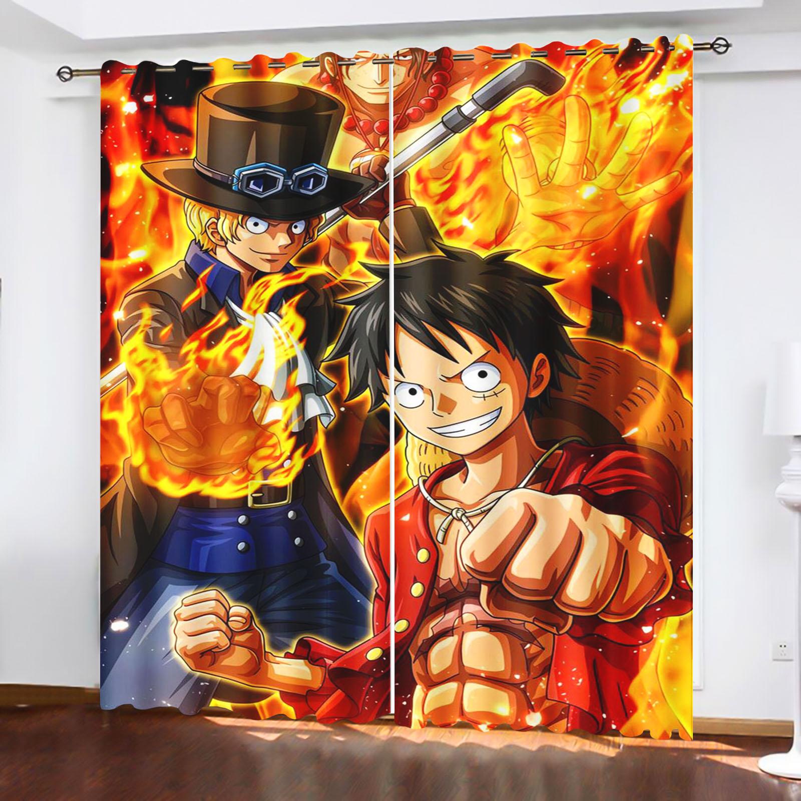 

Monkey D Luffy Residence Cartoon Curtain One Piece Cute Printing Light Filtering Window Curtains Family Room Bedchamber Heat and Sun Protection Q3275QQ-100x140cm