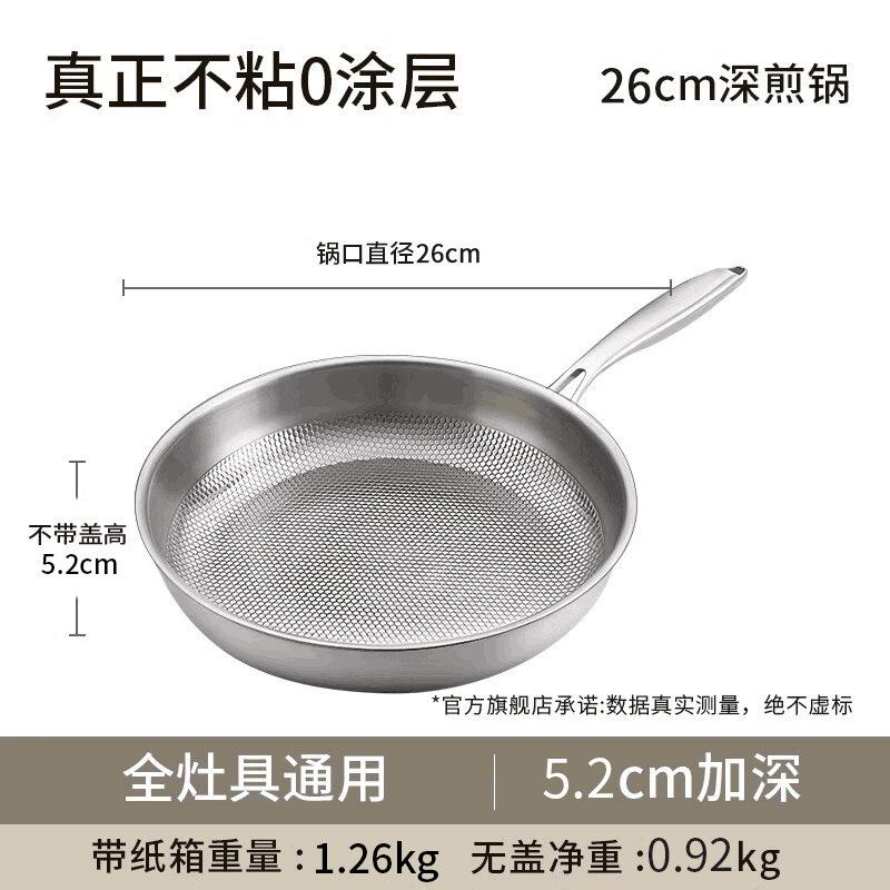 

Непокрытая сковорода из нержавеющей стали 316 для домашнего использования, антипригарная, пищевая, толстая, специализированная для индукционных плит, сковорода для жарки стейков, посуда