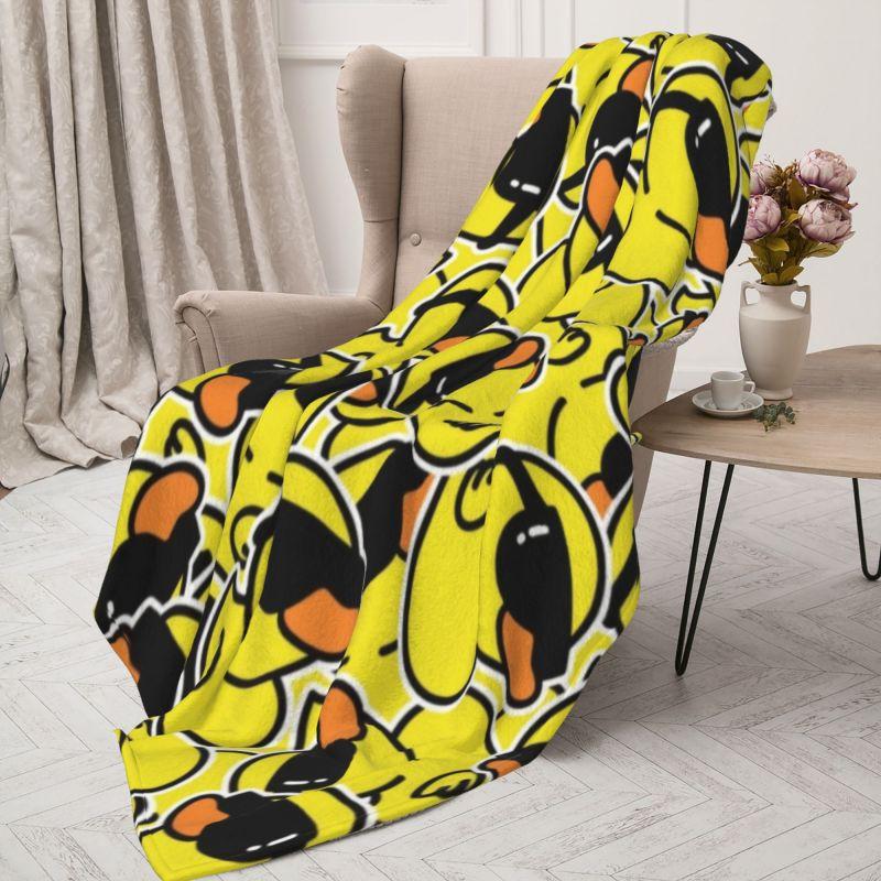 Custom Yellow Cartoon Animal Rubber Duck Blanket 3D Print Soft Flannel Fleece Warm Throw Blankets for Office Bed Sofa Bedspreads