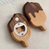 1/2Pcs Ice Cream Bottle Opener Refrigerator Magnet Wooden Fridge Magnet Bottle Opening Tool Home Office Kitchen Decoration