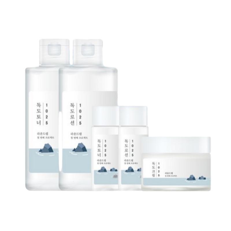 

Round Lab 1025 Dokdo Hydration 5-Piece Set (Toner 200ml+20ml + Lotion 200ml+20ml + Cream 50ml)