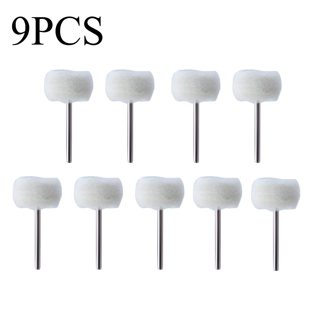 1-10Pcs 3mm Shank Cotton Thread Polishing mini Brush Felt Grinding Sanding Head Abrasive Buffing Wheel for Dremel Dril Jade