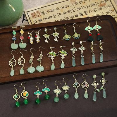 New Chinese Flower Water Drop Pearl Stud Earrings Light Luxury Chinese Style Temperament Earrings Versatile High Sense National Tide Earrings Women