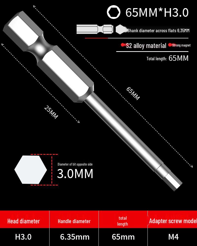 Hexagonal Screwdriver Bit Extension for Electric and Air Screwdrivers
