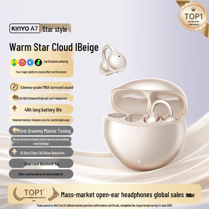 Jinyun A7 Air-Bone Conduction Ear Clip Wireless Headphones