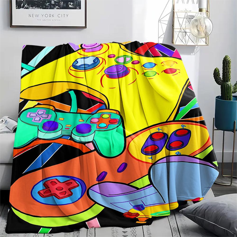 1Pc Gamepad Print Flannel Blanket, High Quality Comfortable for All Seasons, Home Decor, Warmth and Comfort, Perfect for Christmas Gifts