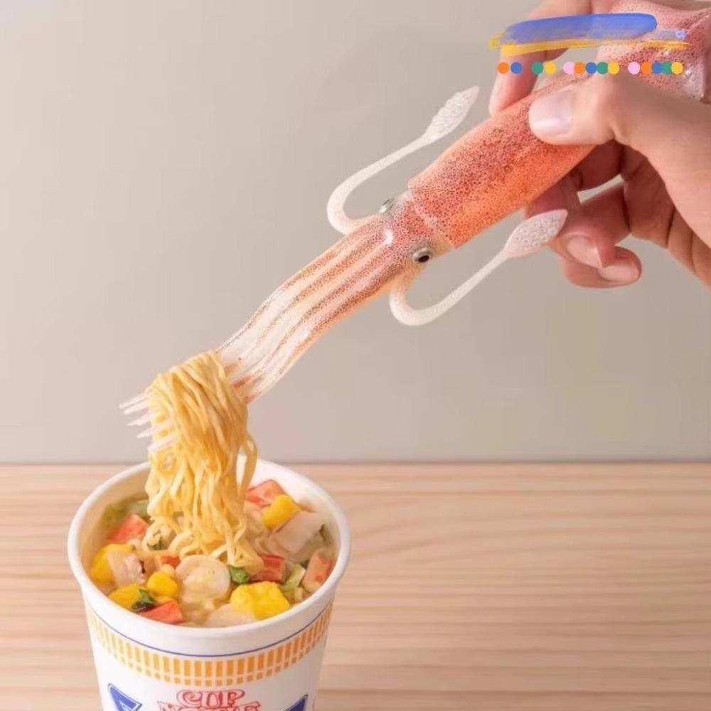1pc 3-in-1 Octopus Noodle Fork, Creative Food Pick for Soup Salad Hot Pot, Fun Kitchen Gadget & Party Dining Utensil Forks