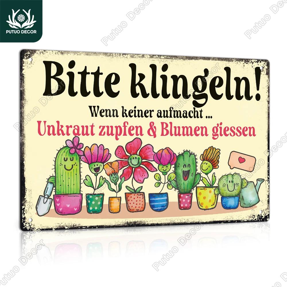 Putuo Decor Vintage Metal Tin Sign Cute Little Plant Wall Art x Inches Perfect for Home Decor Yards and Back Gardens