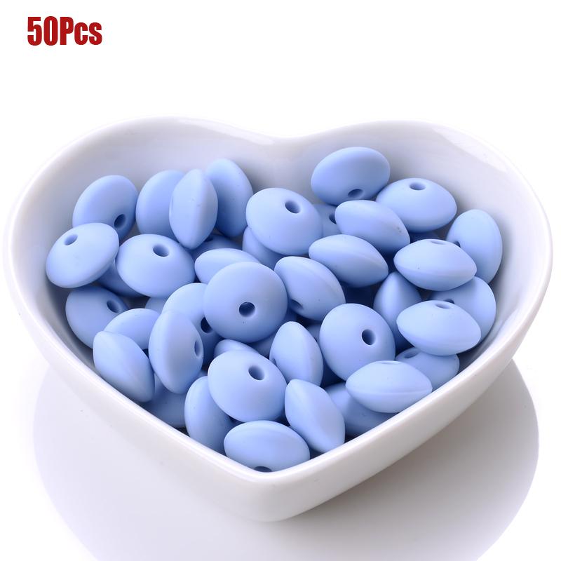 50pcs/lot 12mm Silicone Spacer Beads for DIY Charms Newborn Nursing Accessories Necklace Pacifier Chain Teething Toy BPA Free
