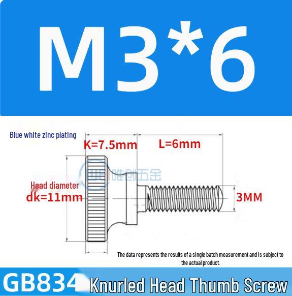 GB834 High Head Knurled Hand-Tightening Screw with Large Toothed Round Head