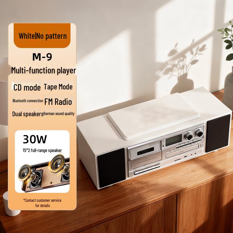 Bluetooth Retro Cassette CD Player with Harman-Quality Sound and High-Power Speaker