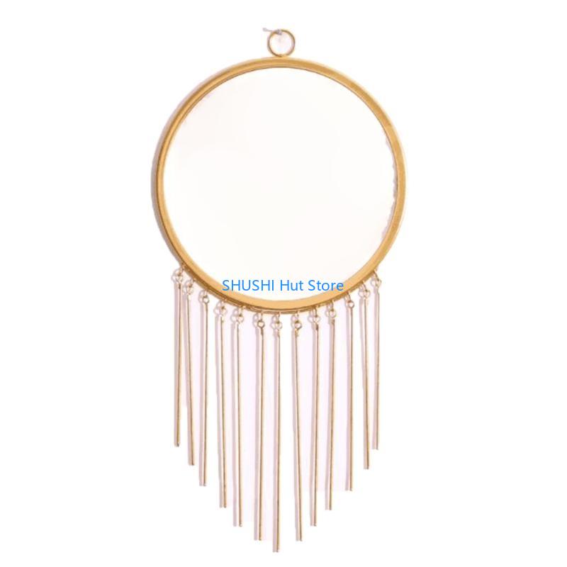 

Nordic Iron Art Dressing Mirror Round Wall Hanging Mirror Art Decoration Makeup Mirrors for Living Room Dressing Roo D57B