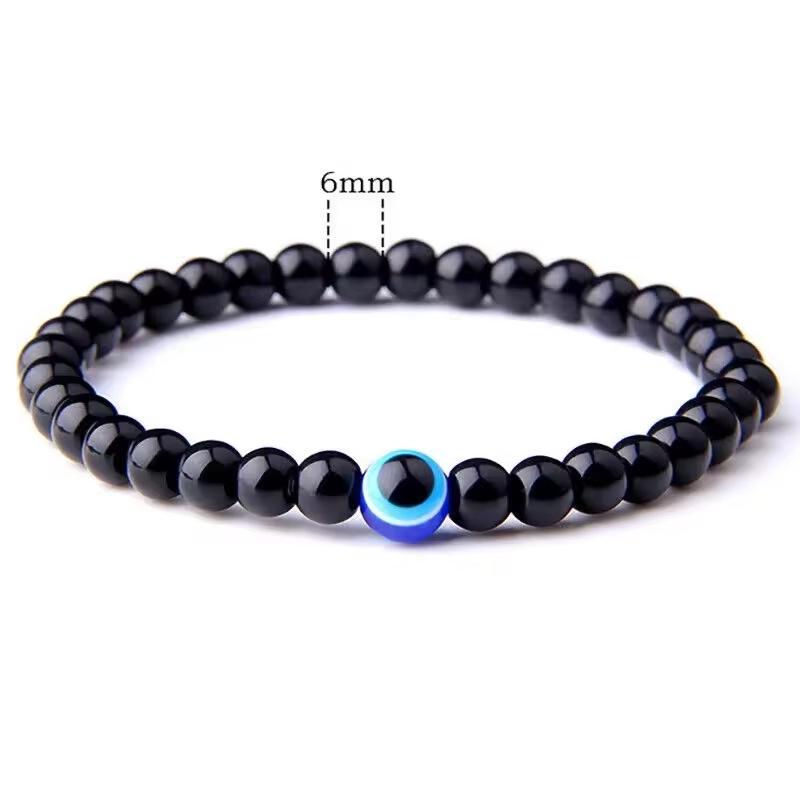 Retro Devil s Eye Bracelet: 6mm Tiger Eye & White Turquoise Beads, Elastic & Versatile 6mm