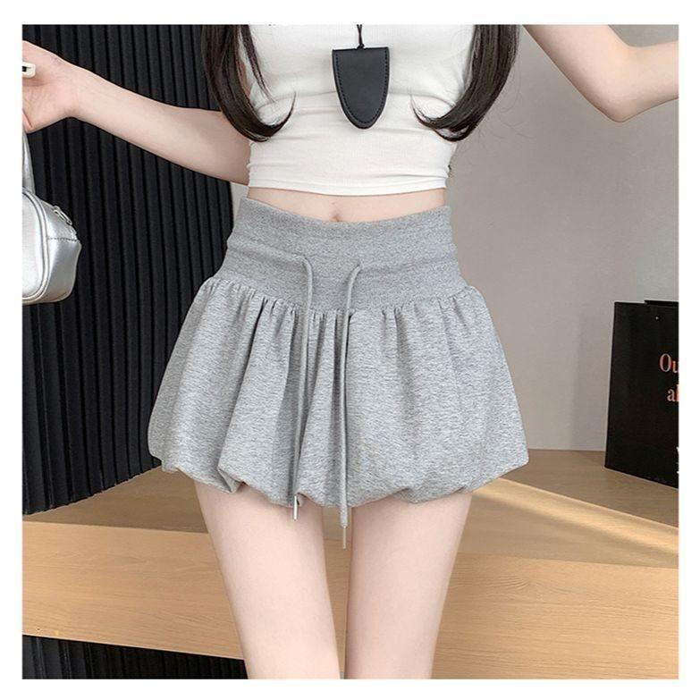 Romantic Ballet Gray Drawstring Mini Skirt With Stretch Waist For Trendy Girls