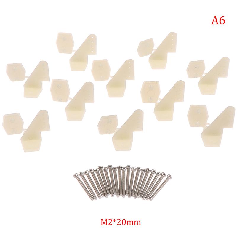

10 Sets Nylon Control Horns 4 Holes W13Xl18Xh25Mm With Screws For Rc Airplane M2*20mm