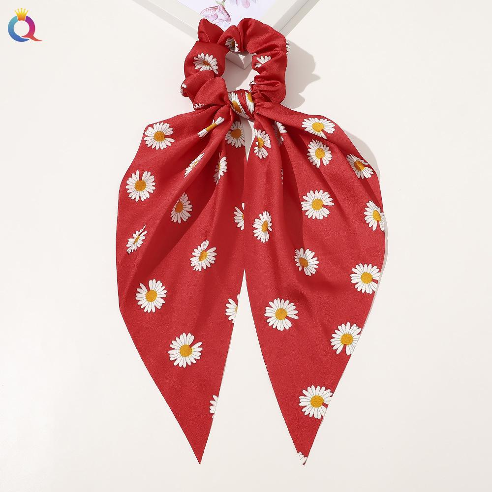 New Floral Print Scrunchies Chiffon Bow Elastic Hair Bands Women Hair Ties Rubber Bands Ponytail Scarf Fashion Hair Accessories