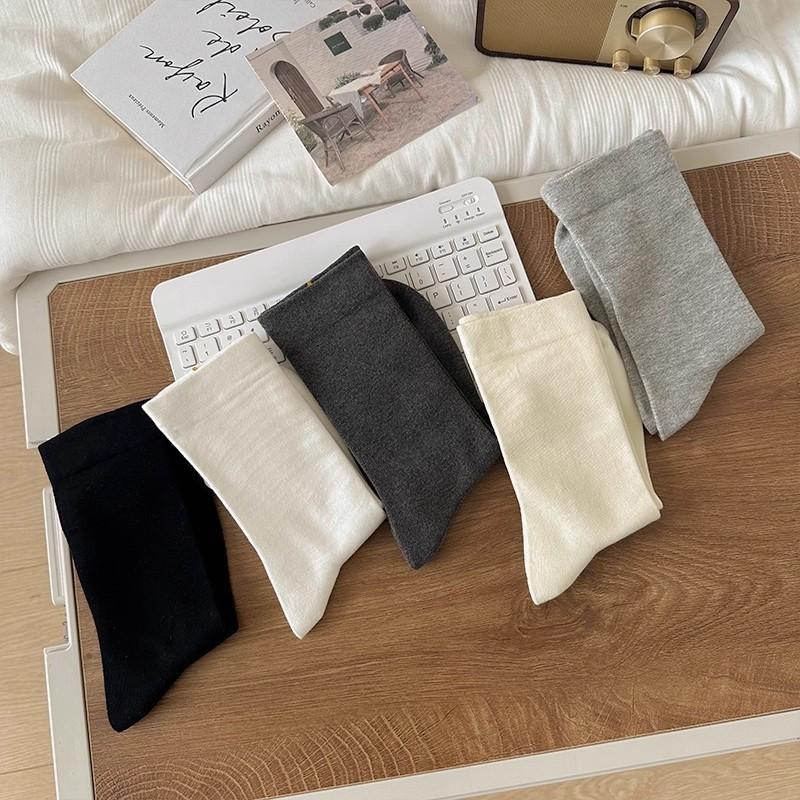 Stacked Socks - Pure Cotton Women's Loose Fit Socks Without Cuffs, No Bones, Durable, Anti-tear, Suitable for All Occasions