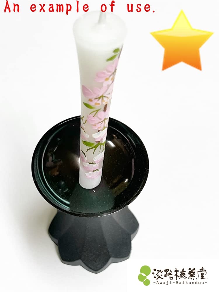 Hand-painted Flower Candles, Size 3, Cherry Blossom Design, Japanese Candles, Set of 2 (Hand-painted Cherry Blossom Design), Perfect for Buddhist