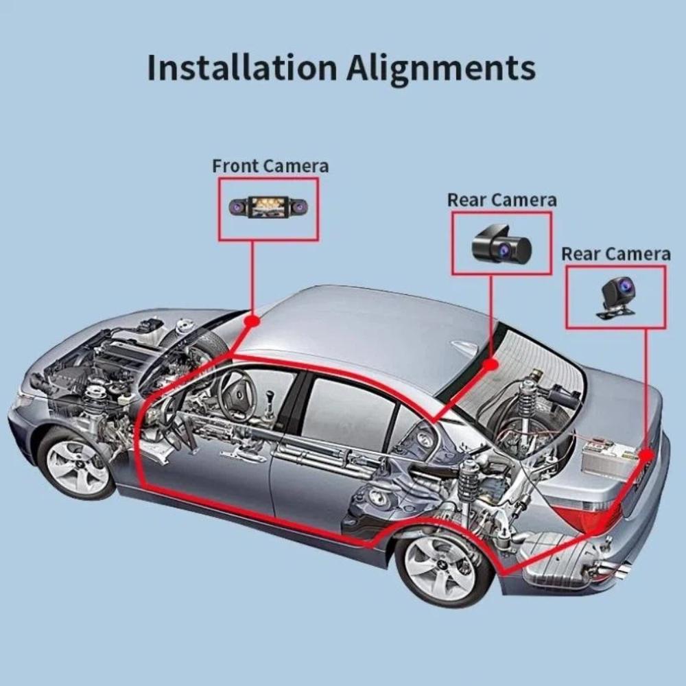 3/4 Channel Dashcam, 1080P HD In-car Recorder, 360-degree All-around Vehicle Camera, Video Recording/GPS Positioning