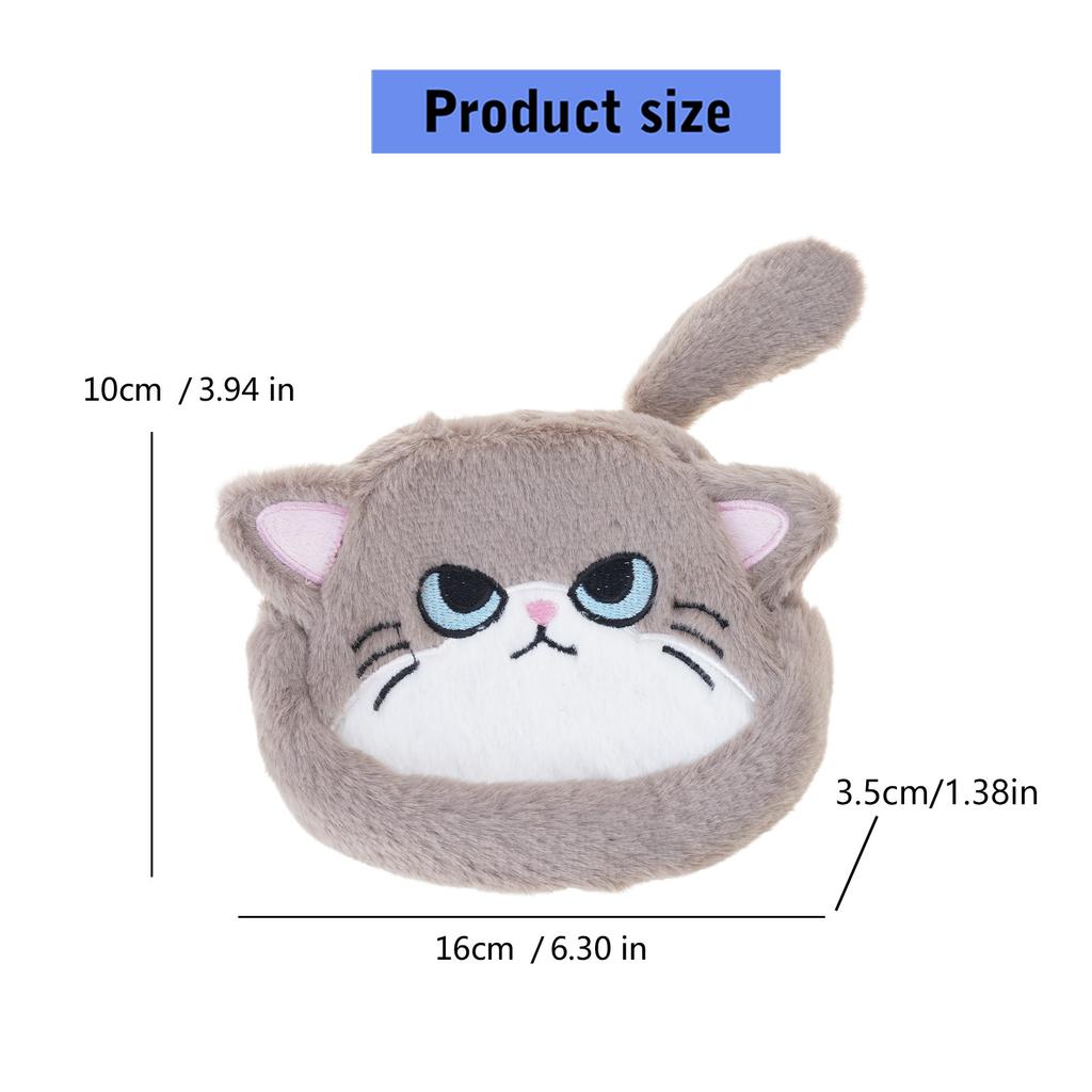 Cat Shaped Coin Purse Plush Coin Pouch Cute Wallet with Zipper Small Change Purse for Women Portable Cosmetic Bags