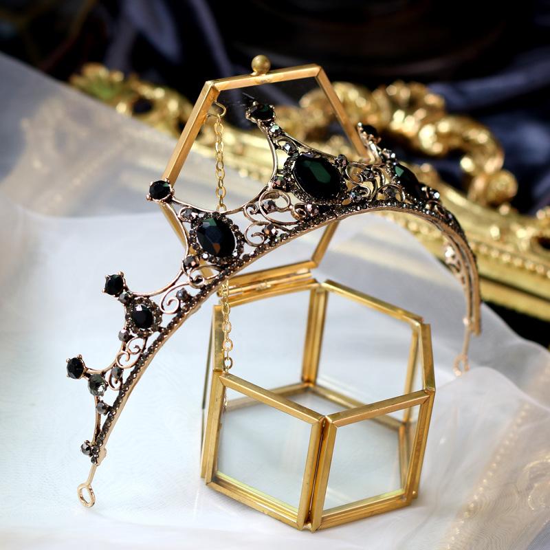 

Baroque Retro Black New Fashionable Bridal Crown Birthday Crown Royal Ancient Ceremony Costumes