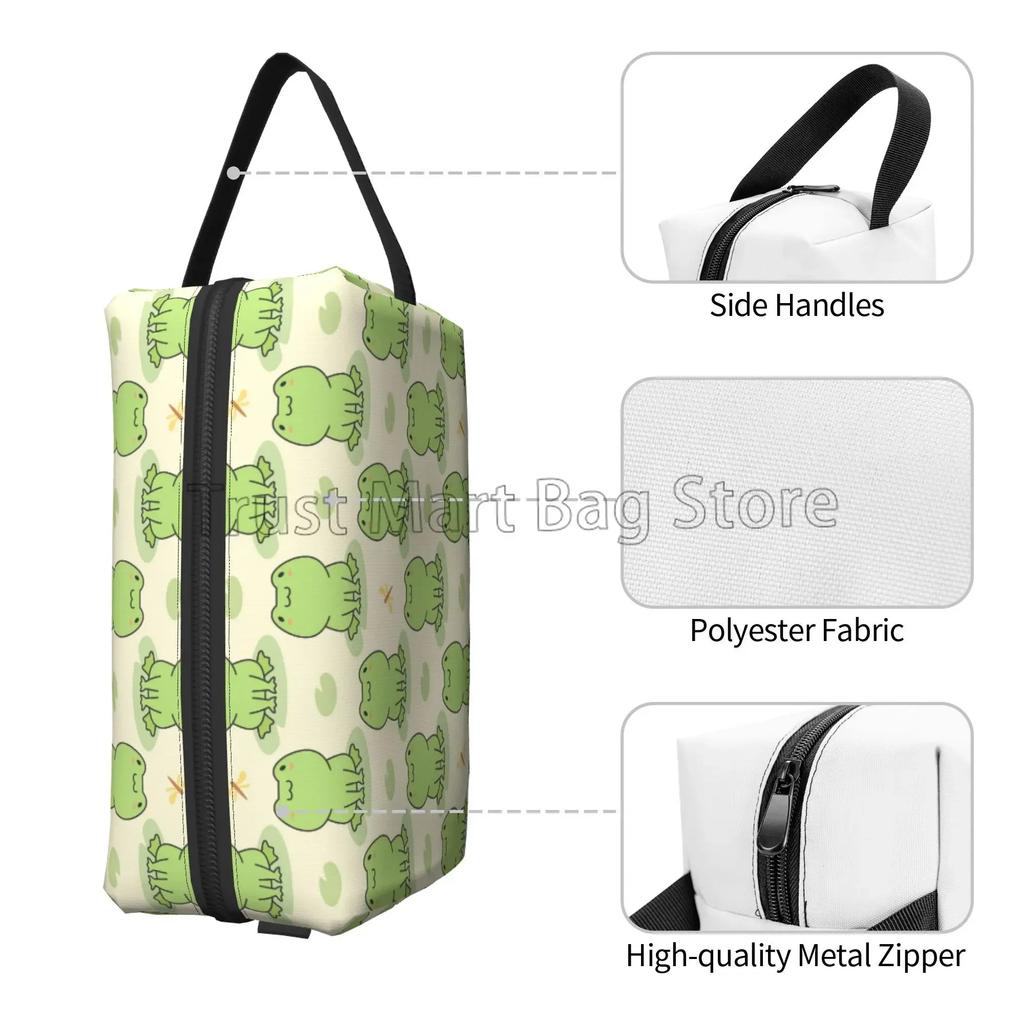 Bolsa de Maquillaje de Rana de Dibujos Animados para Niñas Mujeres Kawaii Rana Bolsas Cosméticas de Viaje Estuche Impermeable para Artículos de Tocador Bolsa de Almacenamiento para Gimnasio Escuela