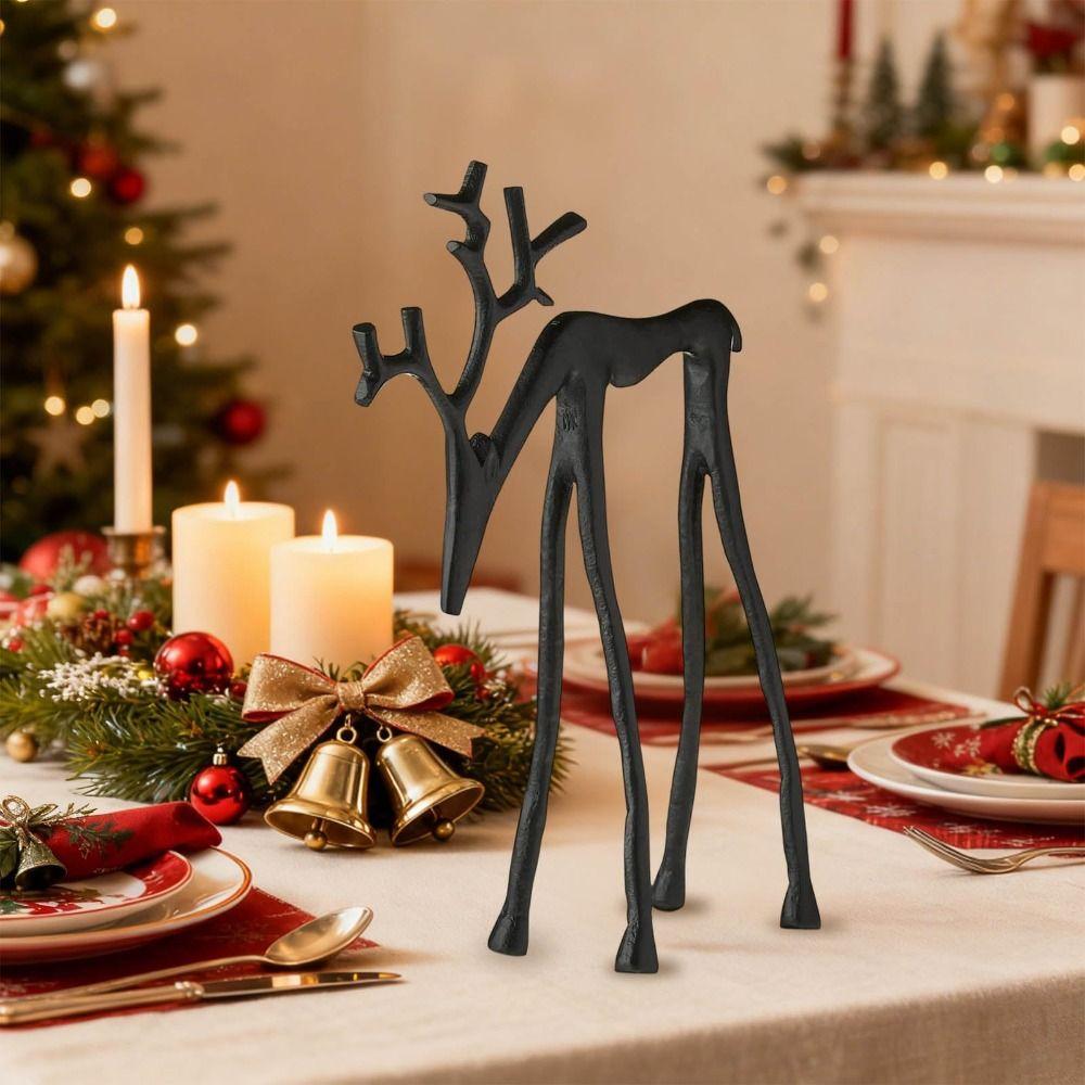 Xmas Black Reindeer Christmas Decoration European-Style Black Deer Sculpture Modern Decorative Reindeer Statues