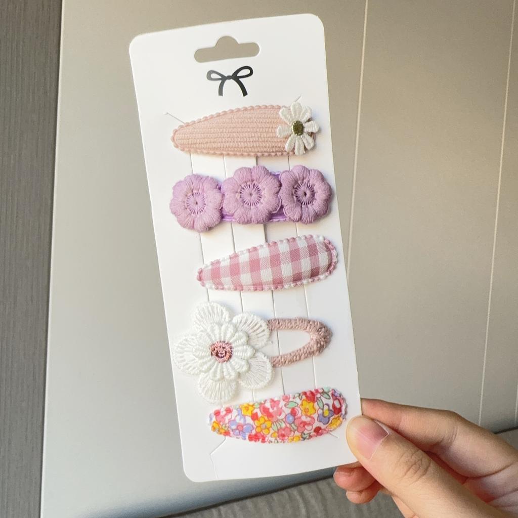5PCS/Set New Girls Cute Solid Flowers Pattern Hairpins Kids Lovely Hair Clips Barrettes Headband Fashion Hair Accessories
