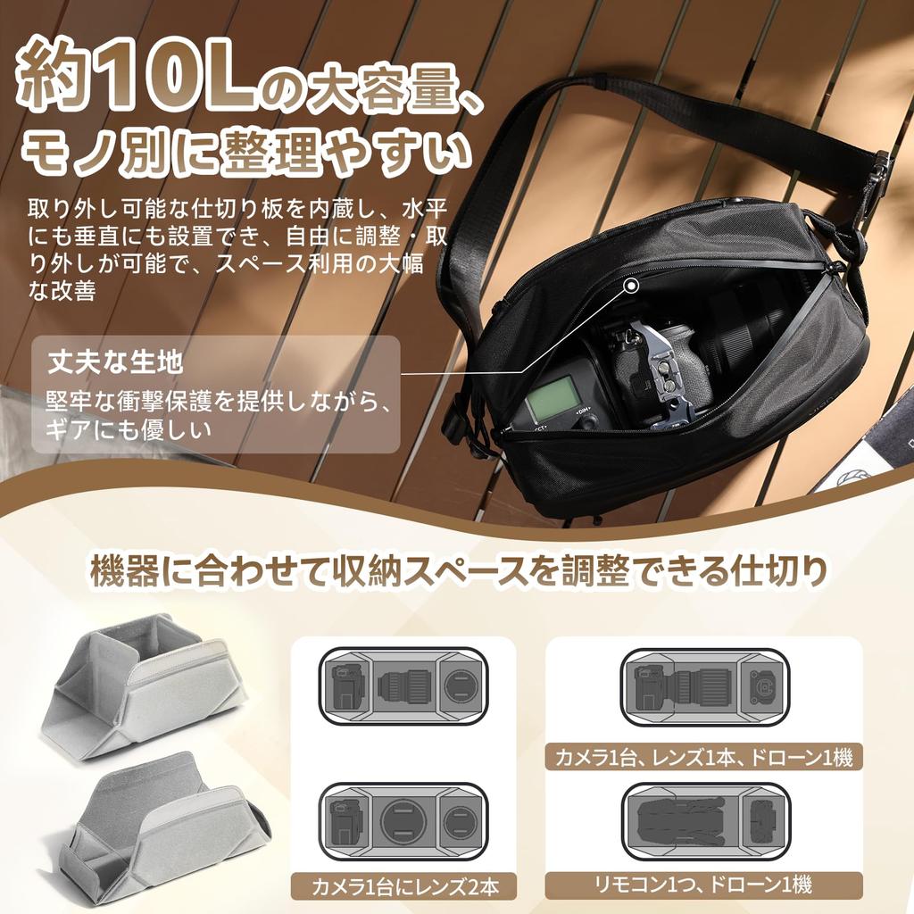 Ulanzi Camera Shoulder Gadget Crossbody Digital Storage Bag with Adjustable Dividers for PC Mobile Storage Case for iPad Charging USB SD Camera