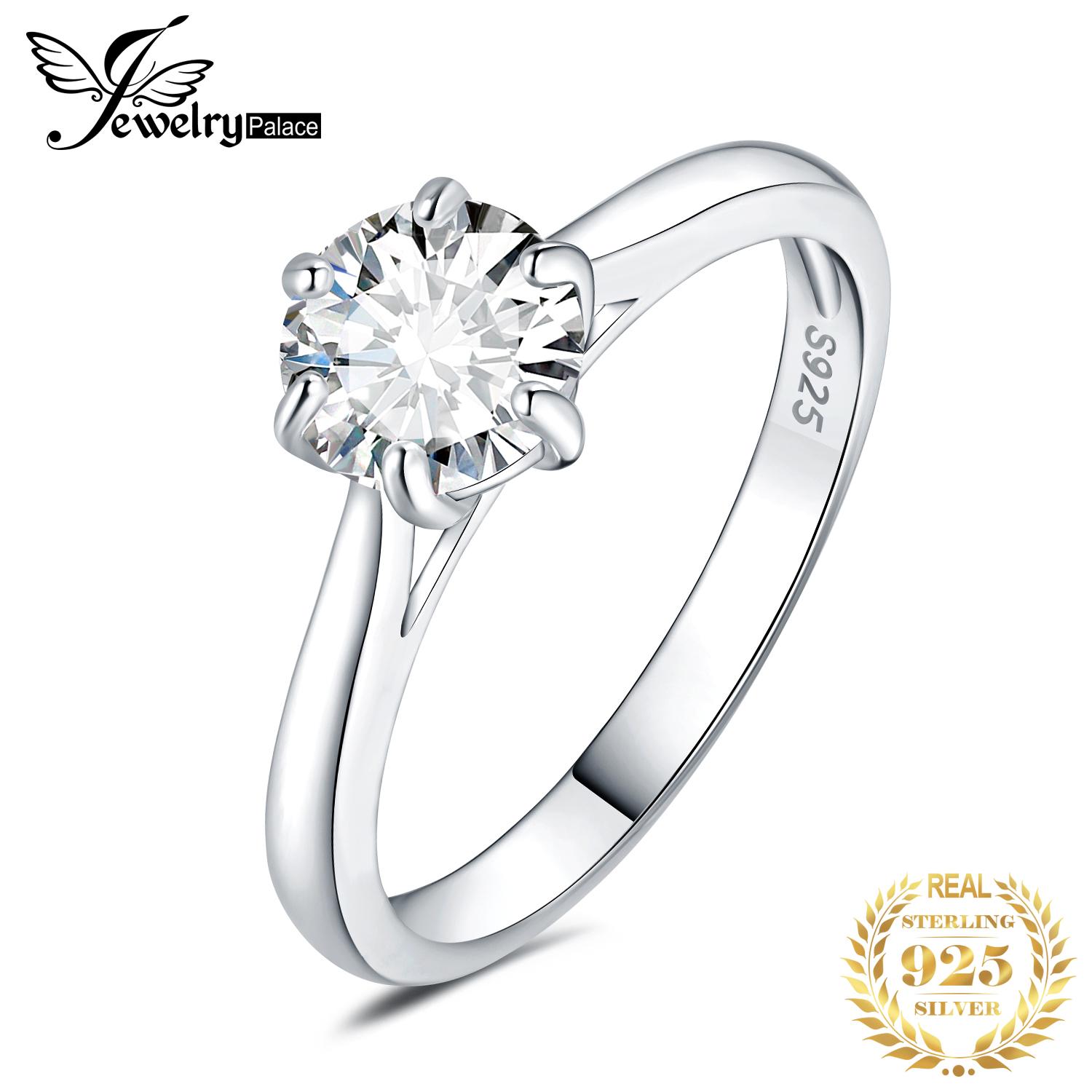 JewelryPalace 5A CZ Solitaire Classic Design 925 Silver Wedding Engagement Ring for Woman Anniversary Gift Fine Jewelry 6