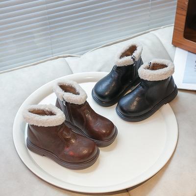 Girls Shoes Cotton Shoes 2025 Autumn and Winter New Boys Boots Winter Velvet Children's Shoes Older Children's Short Boots Snow Boots