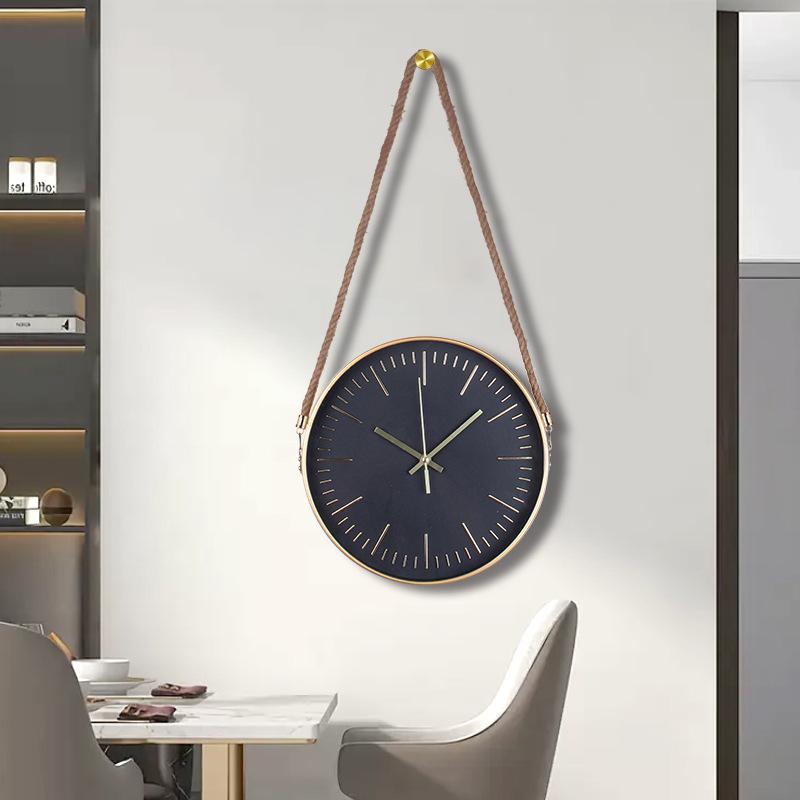 Simple Hanging Rope Wall Clock, Creative Fashion Clock, Wall Clock, Living Room Wall Clock, 12-inch Quartz Clock for Home Use